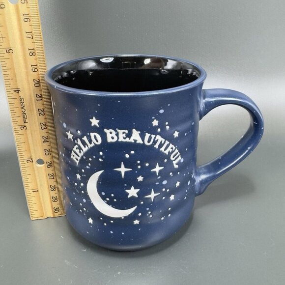 Stay Wild Moon Child Navy Blue Coffee Mug Cup 12oz Ceramic Hello Beautiful Mug - Picture 3 of 12
